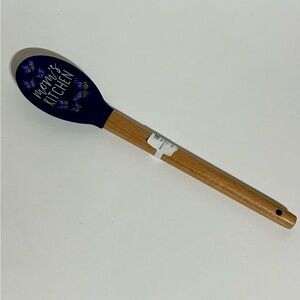 Silicone Spoon Wood Handle 11X2 Blue Purple Butterflies “Mom’s Kitchen” NWT New